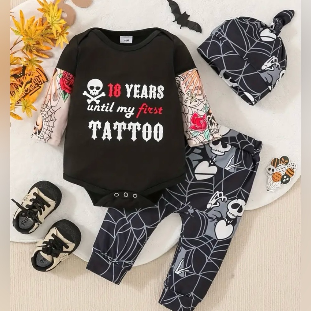 202. Infant 3-piece Tattoo Sleeve Outfit